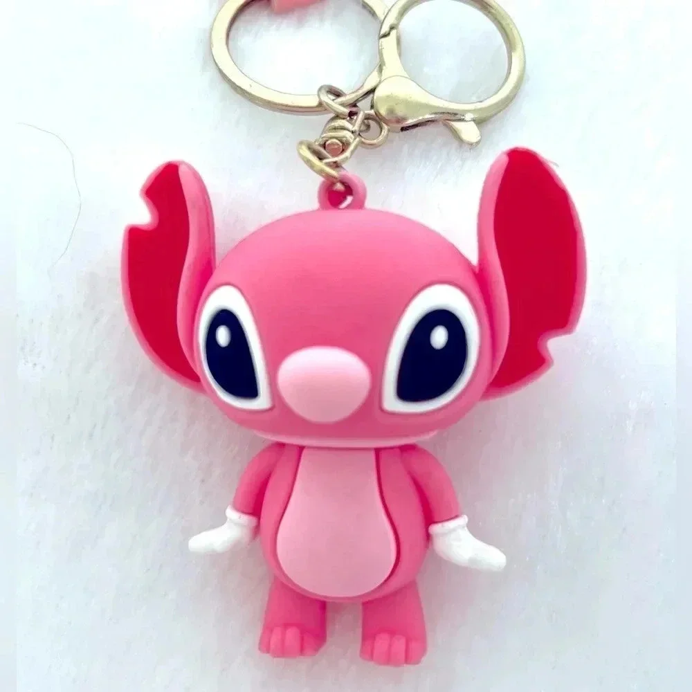 Stitch Angel Cartoon Character 3D Silicone Charm Keychain